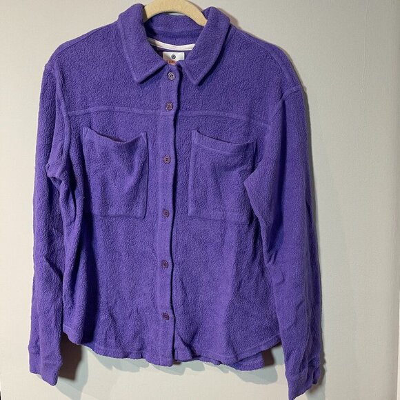 Sundry Amethyst Purple Fleece Button-Up Shacket Shirt - Size XS and S - NWT - Picture 1 of 6
